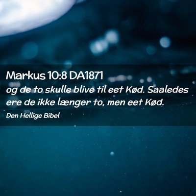 Picture 02 - Markus 10:8 DA1871 - og de to skulle blive til eet Kød. Saaledes ere - Bible Verse Picture