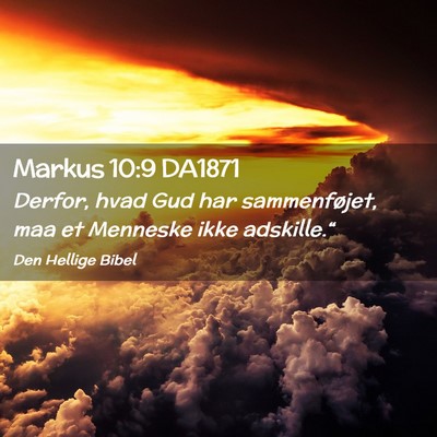 Picture 02 - Markus 10:9 DA1871 - Derfor, hvad Gud har sammenføjet, maa et - Bible Verse Picture