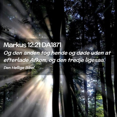 Picture 02 - Markus 12:21 DA1871 - Og den anden tog hende og døde uden at efterlade - Bible Verse Picture
