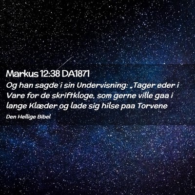 Picture 02 - Markus 12:38 DA1871 - Og han sagde i sin Undervisning: „Tager eder i - Bible Verse Picture