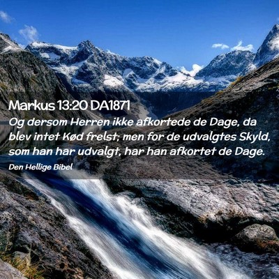 Picture 02 - Markus 13:20 DA1871 - Og dersom Herren ikke afkortede de Dage, da blev - Bible Verse Picture
