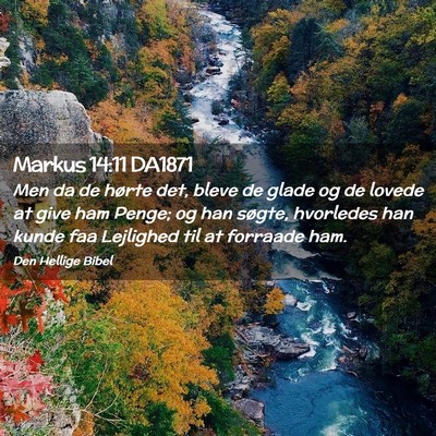 Picture 02 - Markus 14:11 DA1871 - Men da de hørte det, bleve de glade og de lovede - Bible Verse Picture