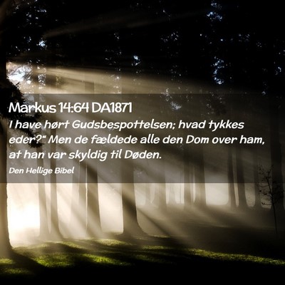 Picture 02 - Markus 14:64 DA1871 - I have hørt Gudsbespottelsen; hvad tykkes - Bible Verse Picture