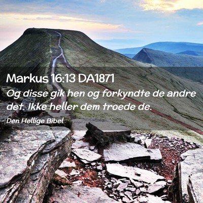 Picture 02 - Markus 16:13 DA1871 - Og disse gik hen og forkyndte de andre det. Ikke - Bible Verse Picture