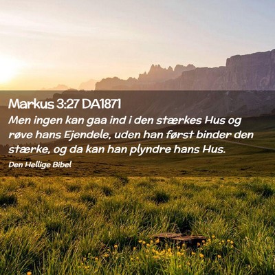 Picture 02 - Markus 3:27 DA1871 - Men ingen kan gaa ind i den stærkes Hus og røve - Bible Verse Picture