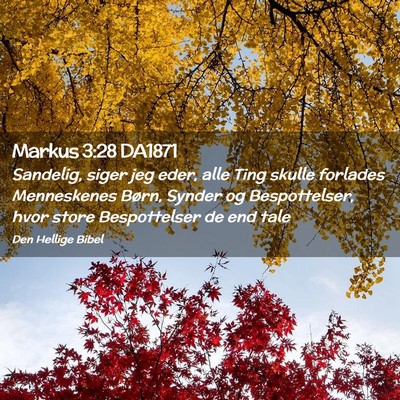 Picture 02 - Markus 3:28 DA1871 - Sandelig, siger jeg eder, alle Ting skulle - Bible Verse Picture