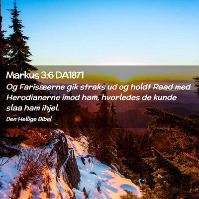 Picture 02 - Markus 3:6 DA1871 - Og Farisæerne gik straks ud og holdt Raad med - Bible Verse Picture