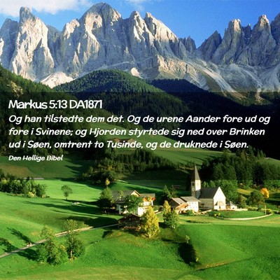Picture 02 - Markus 5:13 DA1871 - Og han tilstedte dem det. Og de urene Aander fore - Bible Verse Picture