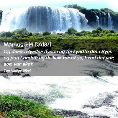 Picture 02 - Markus 5:14 DA1871 - Og deres Hyrder flyede og forkyndte det i Byen og - Bible Verse Picture