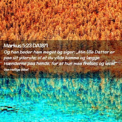 Picture 02 - Markus 5:23 DA1871 - Og han beder ham meget og siger: „Min lille - Bible Verse Picture