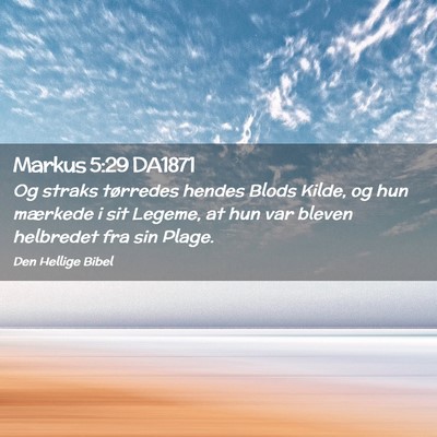 Picture 02 - Markus 5:29 DA1871 - Og straks tørredes hendes Blods Kilde, og hun - Bible Verse Picture