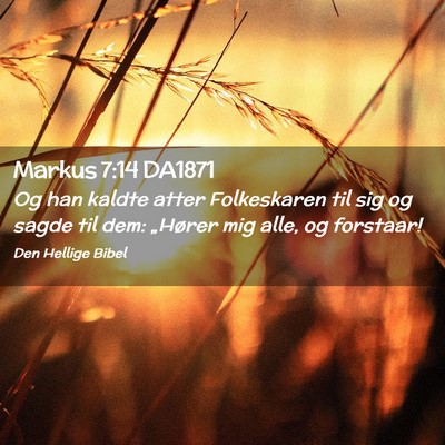 Picture 02 - Markus 7:14 DA1871 - Og han kaldte atter Folkeskaren til sig og sagde - Bible Verse Picture