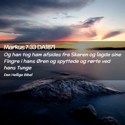 Picture 02 - Markus 7:33 DA1871 - Og han tog ham afsides fra Skaren og lagde sine - Bible Verse Picture