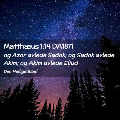 Picture 02 - Matthæus 1:14 DA1871 - og Azor avlede Sadok; og Sadok avlede Akim; og - Bible Verse Picture