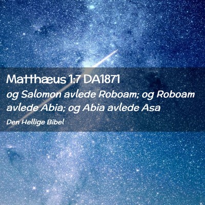 Picture 02 - Matthæus 1:7 DA1871 - og Salomon avlede Roboam; og Roboam avlede Abia; - Bible Verse Picture