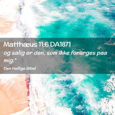 Picture 02 - Matthæus 11:6 DA1871 - og salig er den, som ikke forarges paa - Bible Verse Picture