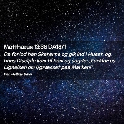 Picture 02 - Matthæus 13:36 DA1871 - Da forlod han Skarerne og gik ind i Huset; og - Bible Verse Picture