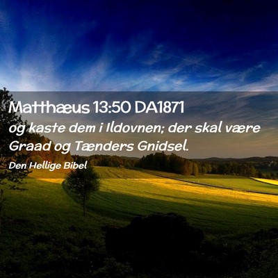 Picture 02 - Matthæus 13:50 DA1871 - og kaste dem i Ildovnen; der skal være Graad og - Bible Verse Picture