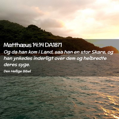 Picture 02 - Matthæus 14:14 DA1871 - Og da han kom i Land, saa han en stor Skare, og - Bible Verse Picture