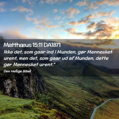 Picture 02 - Matthæus 15:11 DA1871 - Ikke det, som gaar ind i Munden, gør Mennesket - Bible Verse Picture