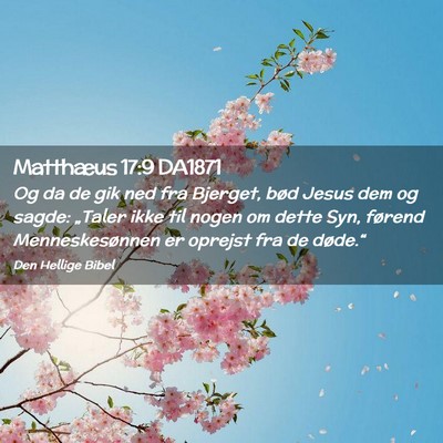 Picture 02 - Matthæus 17:9 DA1871 - Og da de gik ned fra Bjerget, bød Jesus dem og - Bible Verse Picture