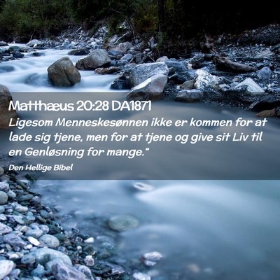 Picture 02 - Matthæus 20:28 DA1871 - Ligesom Menneskesønnen ikke er kommen for at - Bible Verse Picture