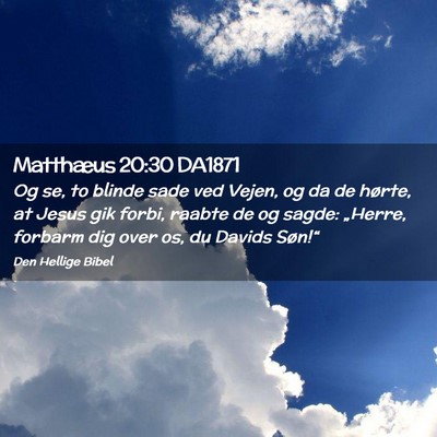 Picture 02 - Matthæus 20:30 DA1871 - Og se, to blinde sade ved Vejen, og da de hørte, - Bible Verse Picture