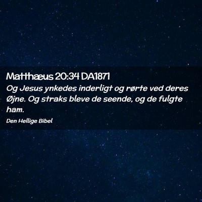 Picture 02 - Matthæus 20:34 DA1871 - Og Jesus ynkedes inderligt og rørte ved deres - Bible Verse Picture