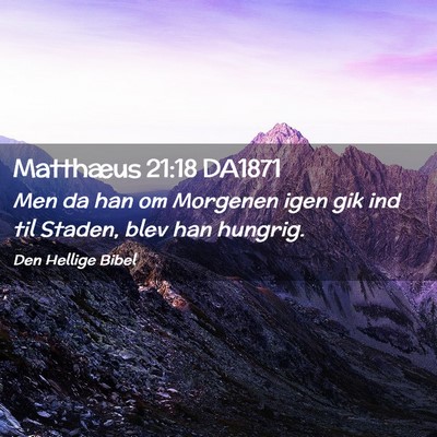 Picture 02 - Matthæus 21:18 DA1871 - Men da han om Morgenen igen gik ind til Staden, - Bible Verse Picture