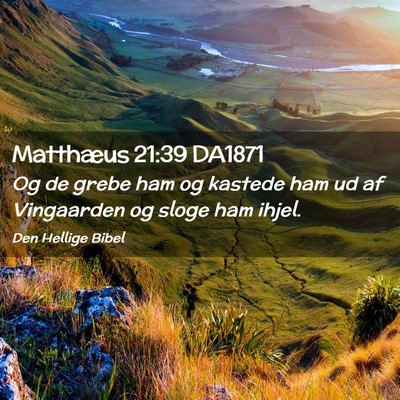 Picture 02 - Matthæus 21:39 DA1871 - Og de grebe ham og kastede ham ud af Vingaarden - Bible Verse Picture
