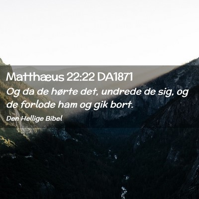Picture 02 - Matthæus 22:22 DA1871 - Og da de hørte det, undrede de sig, og de - Bible Verse Picture