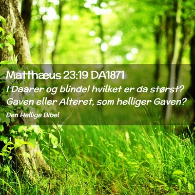 Picture 02 - Matthæus 23:19 DA1871 - I Daarer og blinde! hvilket er da størst? Gaven - Bible Verse Picture