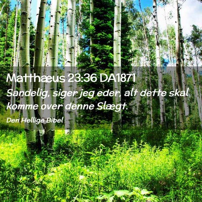 Picture 02 - Matthæus 23:36 DA1871 - Sandelig, siger jeg eder, alt dette skal komme - Bible Verse Picture