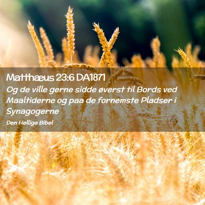 Picture 02 - Matthæus 23:6 DA1871 - Og de ville gerne sidde øverst til Bords ved - Bible Verse Picture