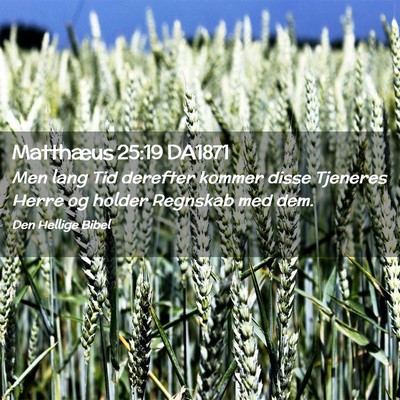 Picture 02 - Matthæus 25:19 DA1871 - Men lang Tid derefter kommer disse Tjeneres Herre - Bible Verse Picture