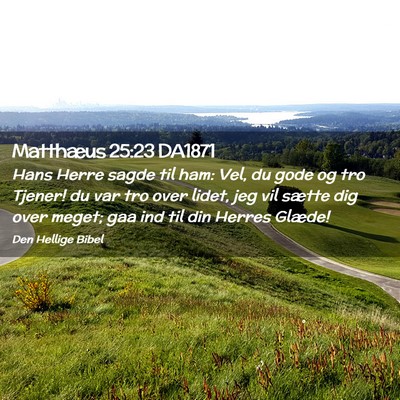 Picture 02 - Matthæus 25:23 DA1871 - Hans Herre sagde til ham: Vel, du gode og tro - Bible Verse Picture