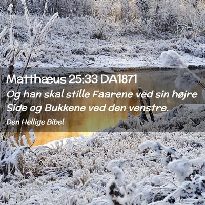 Picture 02 - Matthæus 25:33 DA1871 - Og han skal stille Faarene ved sin højre Side og - Bible Verse Picture