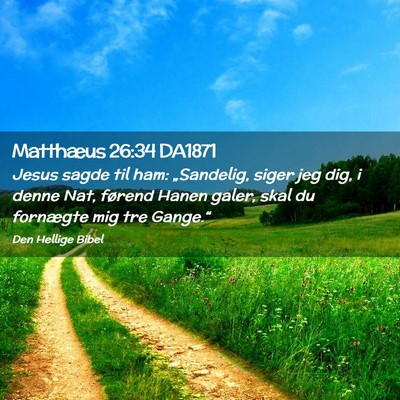 Picture 02 - Matthæus 26:34 DA1871 - Jesus sagde til ham: „Sandelig, siger jeg dig, - Bible Verse Picture