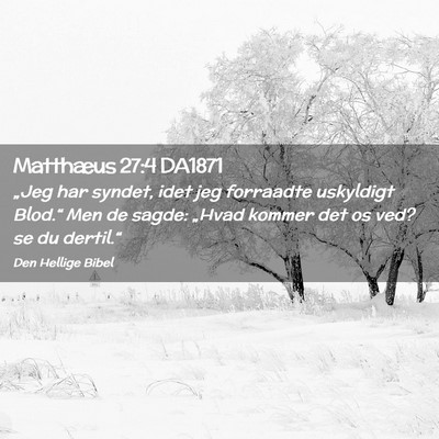 Picture 02 - Matthæus 27:4 DA1871 - „Jeg har syndet, idet jeg forraadte uskyldigt - Bible Verse Picture