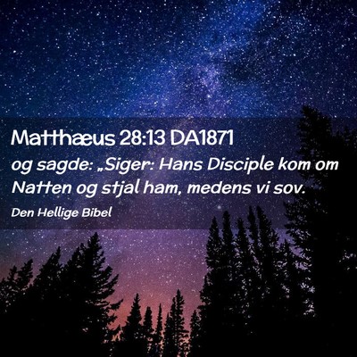 Picture 02 - Matthæus 28:13 DA1871 - og sagde: „Siger: Hans Disciple kom om Natten - Bible Verse Picture