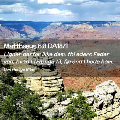 Picture 02 - Matthæus 6:8 DA1871 - Ligner derfor ikke dem; thi eders Fader ved, hvad - Bible Verse Picture