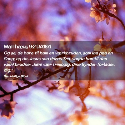 Picture 02 - Matthæus 9:2 DA1871 - Og se, de bare til ham en værkbruden, som laa - Bible Verse Picture