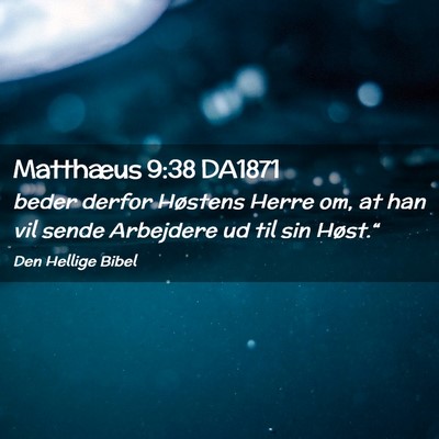 Picture 02 - Matthæus 9:38 DA1871 - beder derfor Høstens Herre om, at han vil sende - Bible Verse Picture