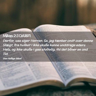 Picture 02 - Mikas 2:3 DA1871 - Derfor, saa siger Herren: Se, jeg tænker ondt - Bible Verse Picture