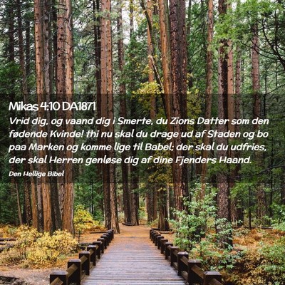 Picture 02 - Mikas 4:10 DA1871 - Vrid dig, og vaand dig i Smerte, du Zions Datter - Bible Verse Picture