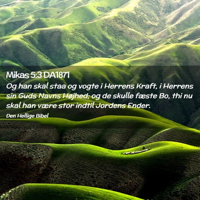 Picture 02 - Mikas 5:3 DA1871 - Og han skal staa og vogte i Herrens Kraft, i - Bible Verse Picture