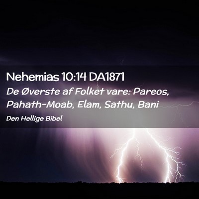 Picture 02 - Nehemias 10:14 DA1871 - De Øverste af Folket vare: Pareos, Pahath-Moab, - Bible Verse Picture