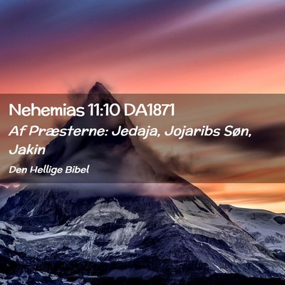 Picture 02 - Nehemias 11:10 DA1871 - Af Præsterne: Jedaja, Jojaribs Søn, - Bible Verse Picture