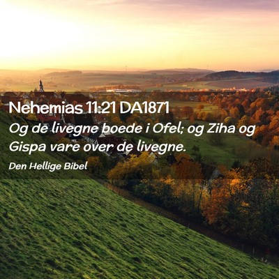 Picture 02 - Nehemias 11:21 DA1871 - Og de livegne boede i Ofel; og Ziha og Gispa vare - Bible Verse Picture