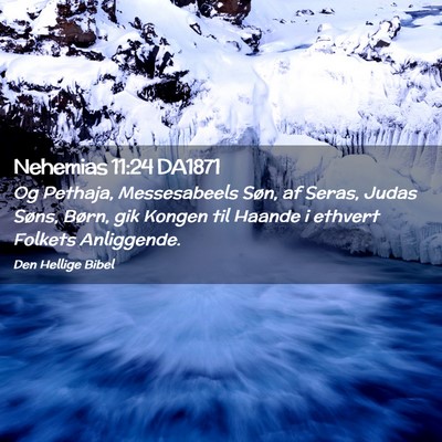 Picture 02 - Nehemias 11:24 DA1871 - Og Pethaja, Messesabeels Søn, af Seras, Judas - Bible Verse Picture